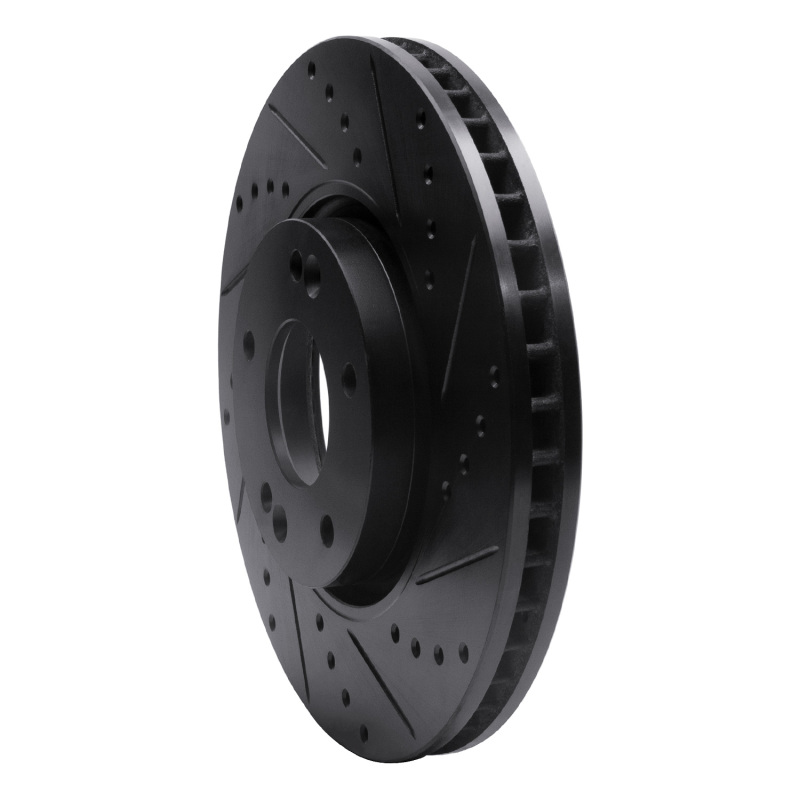 Kia Soul EV Brake Rotor (1) - Front Right - R1 Concepts - Drilled & Slotted - Black - `15-`19